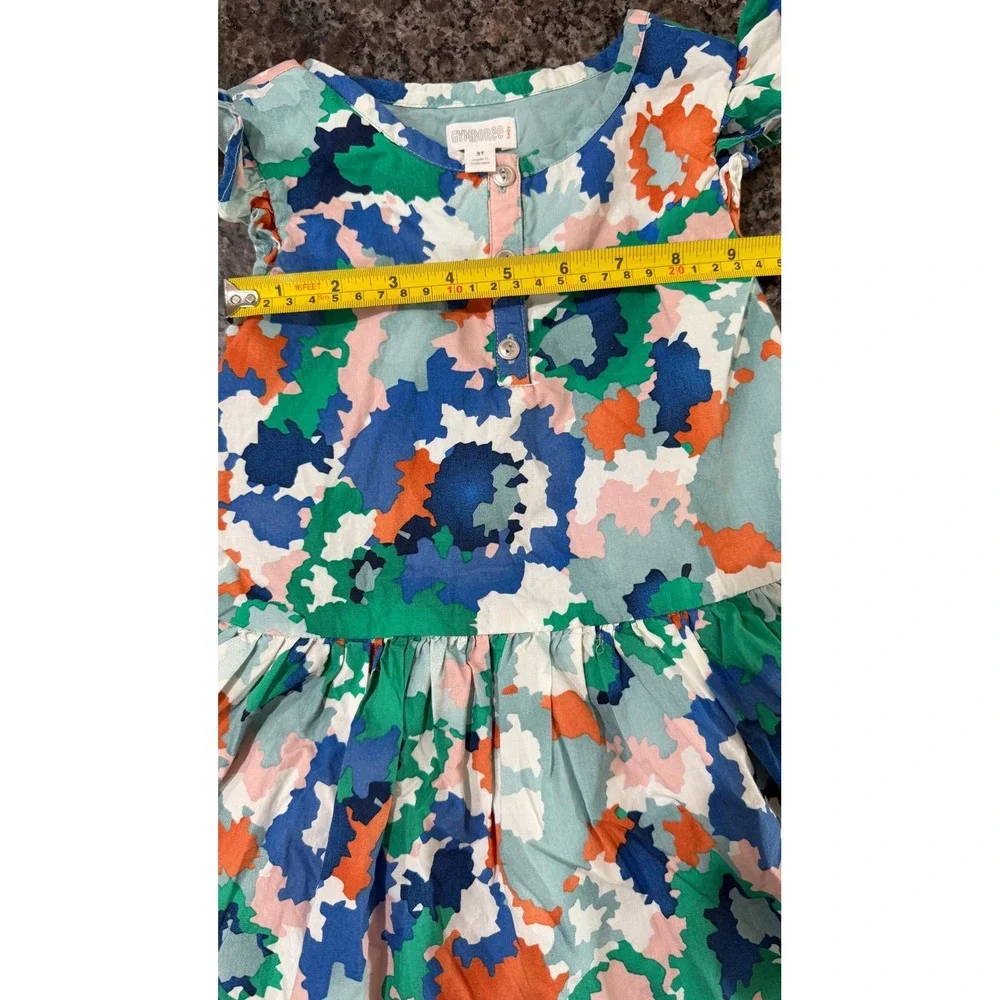 Gymboree Baby Girls 3T Abstract Floral Print Cotton Ruffle Dress Multi-Color